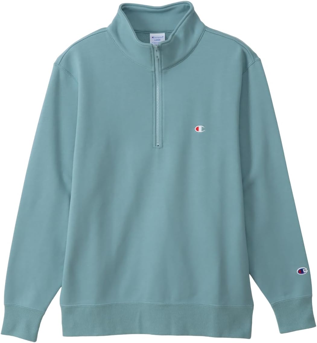 

Мужская толстовка Champion с длинным рукавом, вышитым логотипом в одной точке и застежкой-молнией до середины груди, синий/мятный