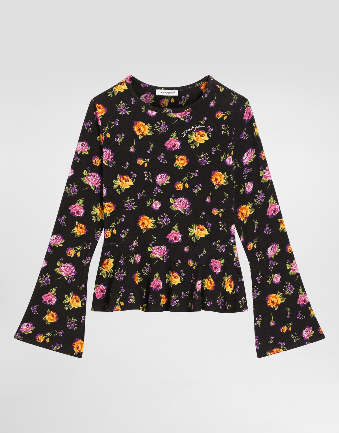 Джерси-футболка с мелким цветочным принтом DOLCE & GABBANA, мультиколор