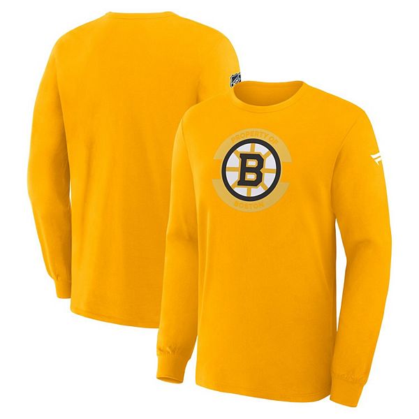 

Мужская футболка с длинным рукавом Boston Bruins Authentic Pro Property of Practice золотистого цвета Fanatics