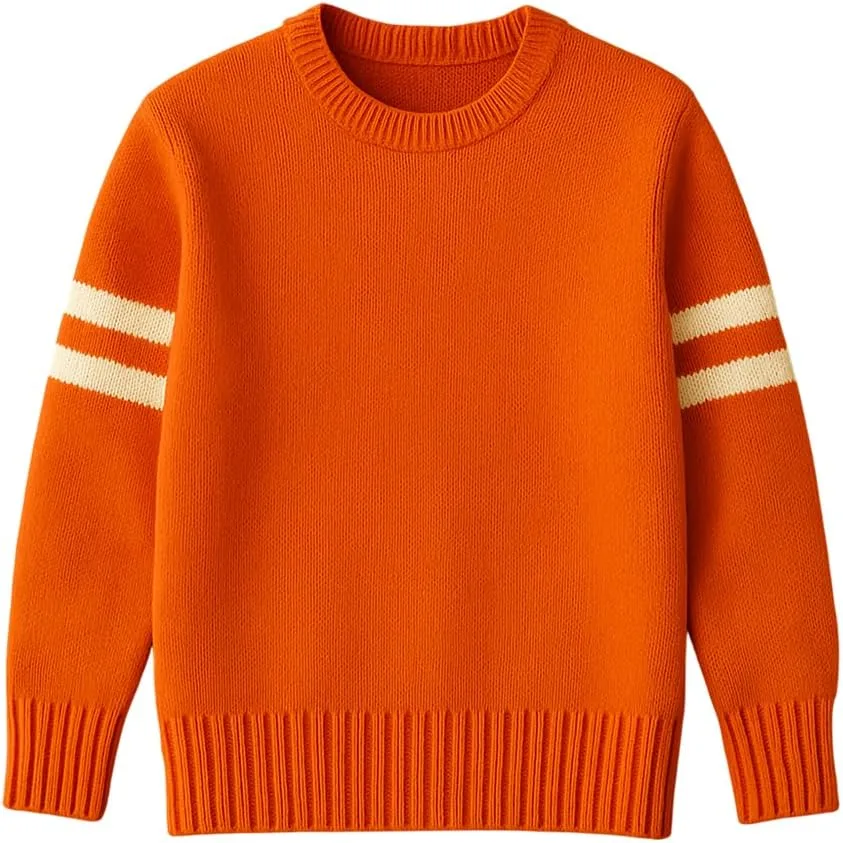 

Унисекс вязаный свитер с белыми полосками на рукавах, уютный пуловер с круглым вырезом для зимней повседневной носки Grewear