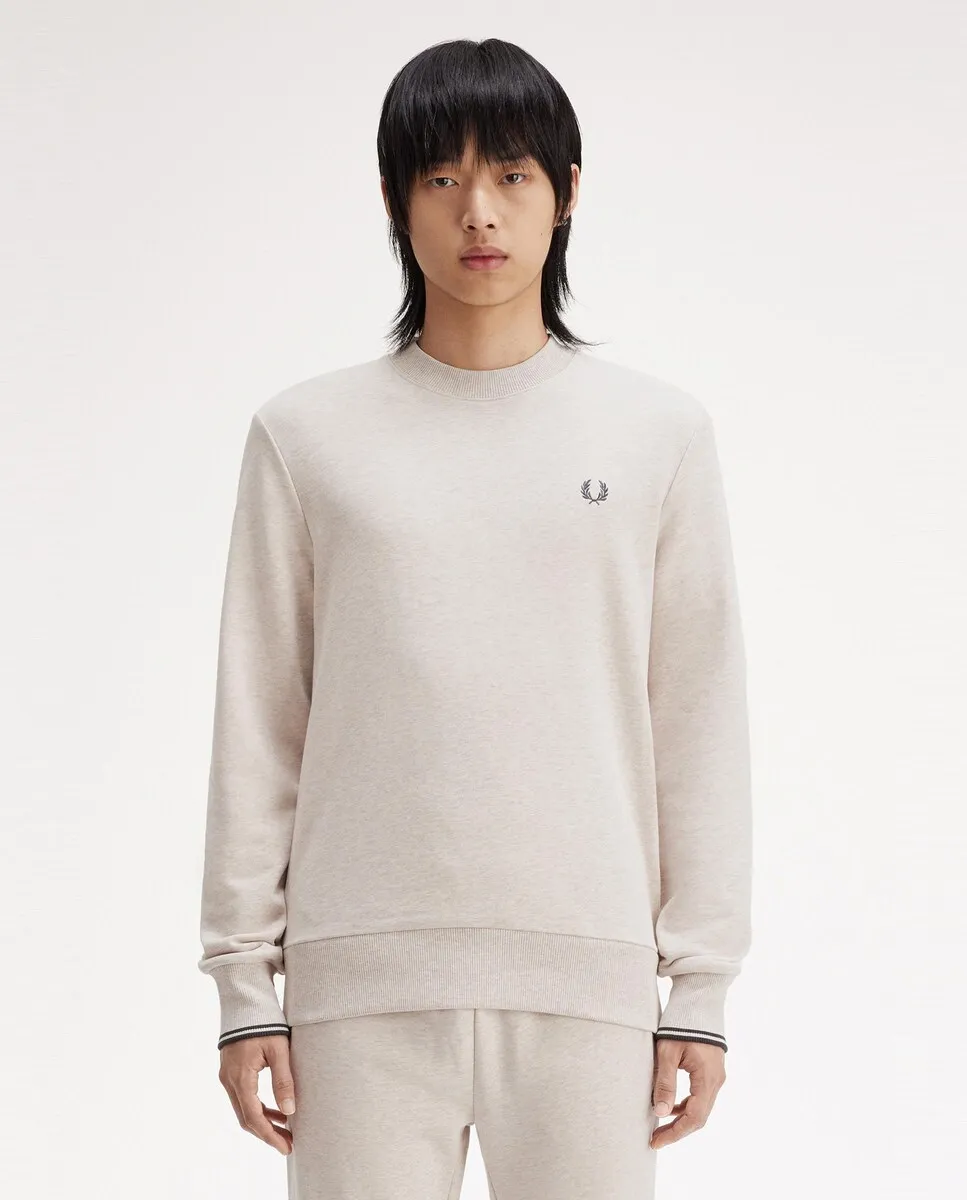 

Мужской свитшот с круглым вырезом и отделкой в две полоски Fred Perry, бежевый