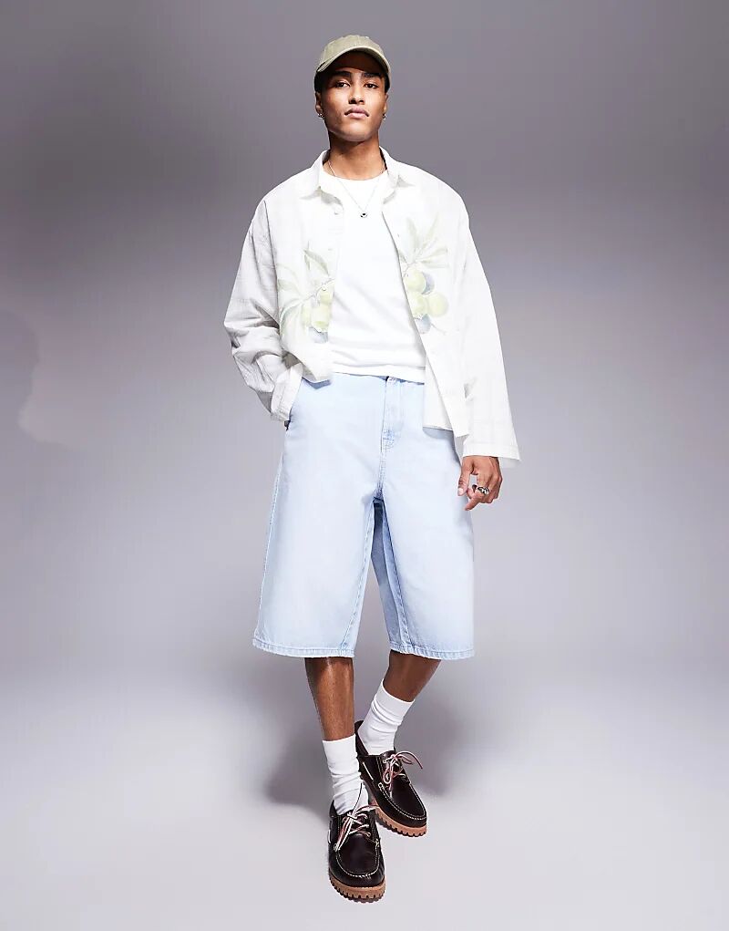 

Шорты-бермуды Bershka Denim Skater светло-синего цвета