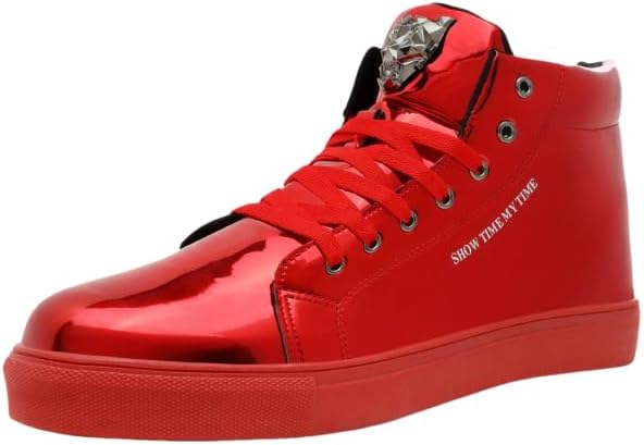 

Мужские модные кроссовки Hhhchpm, высокие шнурованные блестящие туфли для мотоцикла, металлические кроссовки с пайетками, красный