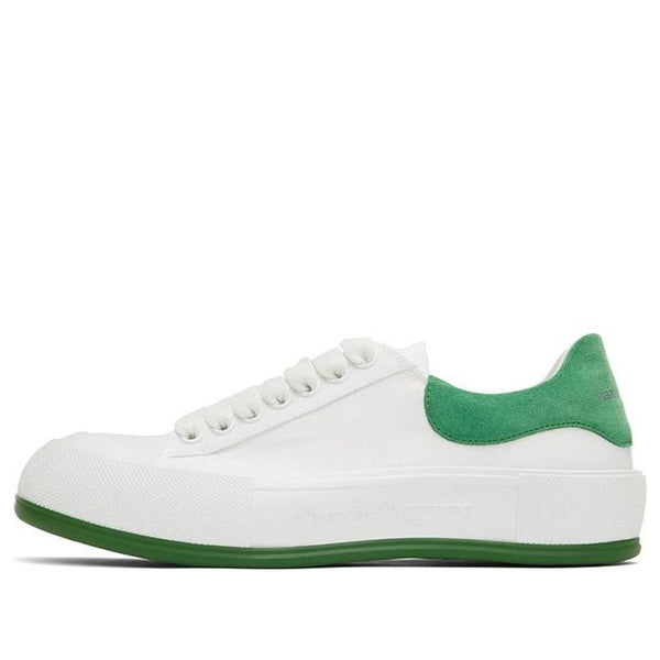 

Кроссовки deck skate plimsoll lace up 'white green suede' Alexander Mcqueen, белый