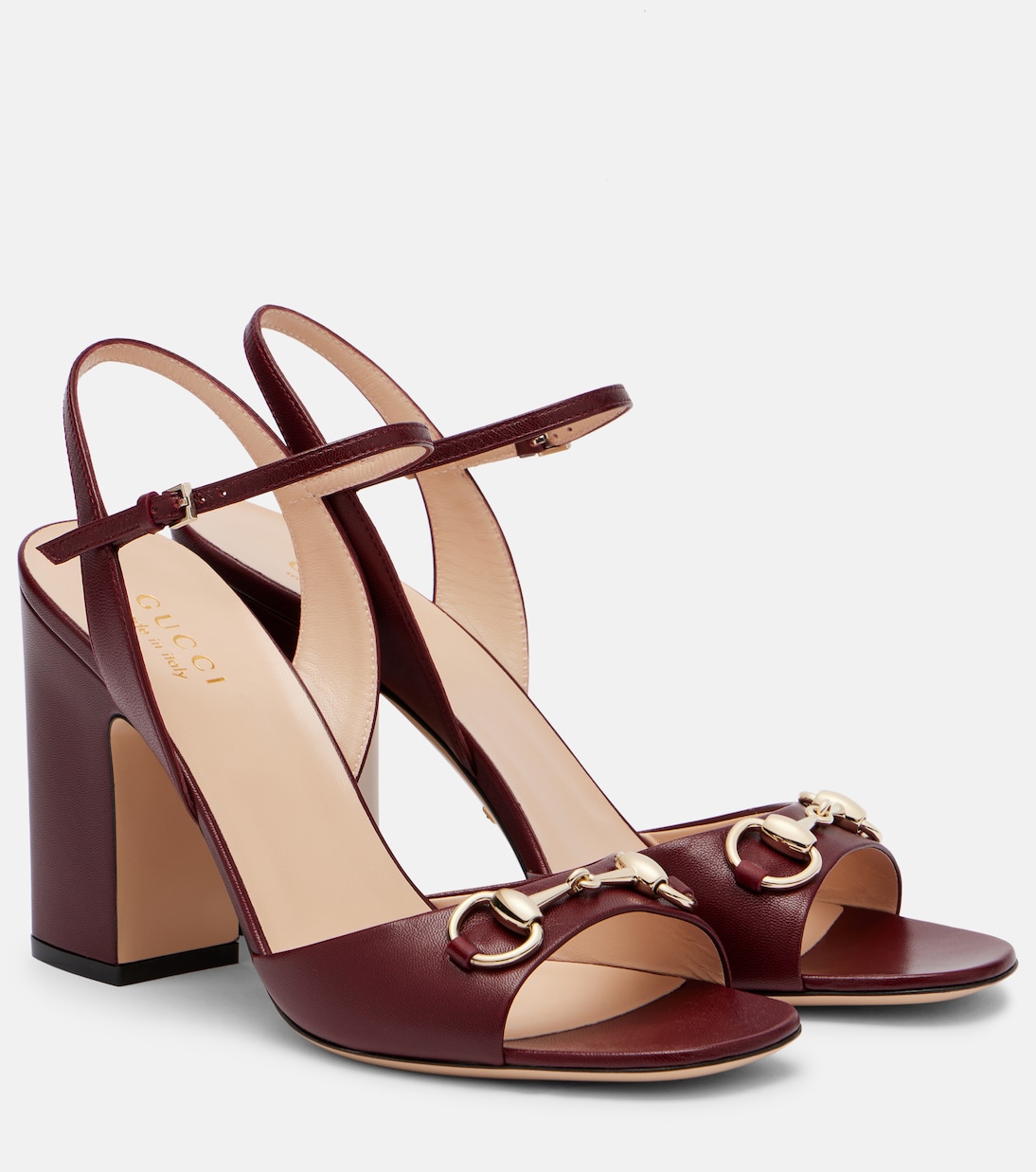 Кожаные сандалии Horsebit 95 Gucci, Rosso Ancora