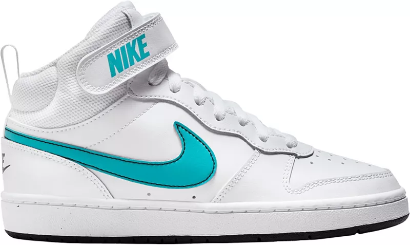 

Детские кроссовки Nike для начальной школы Court Borough Mid 2, цвет White/Aqua