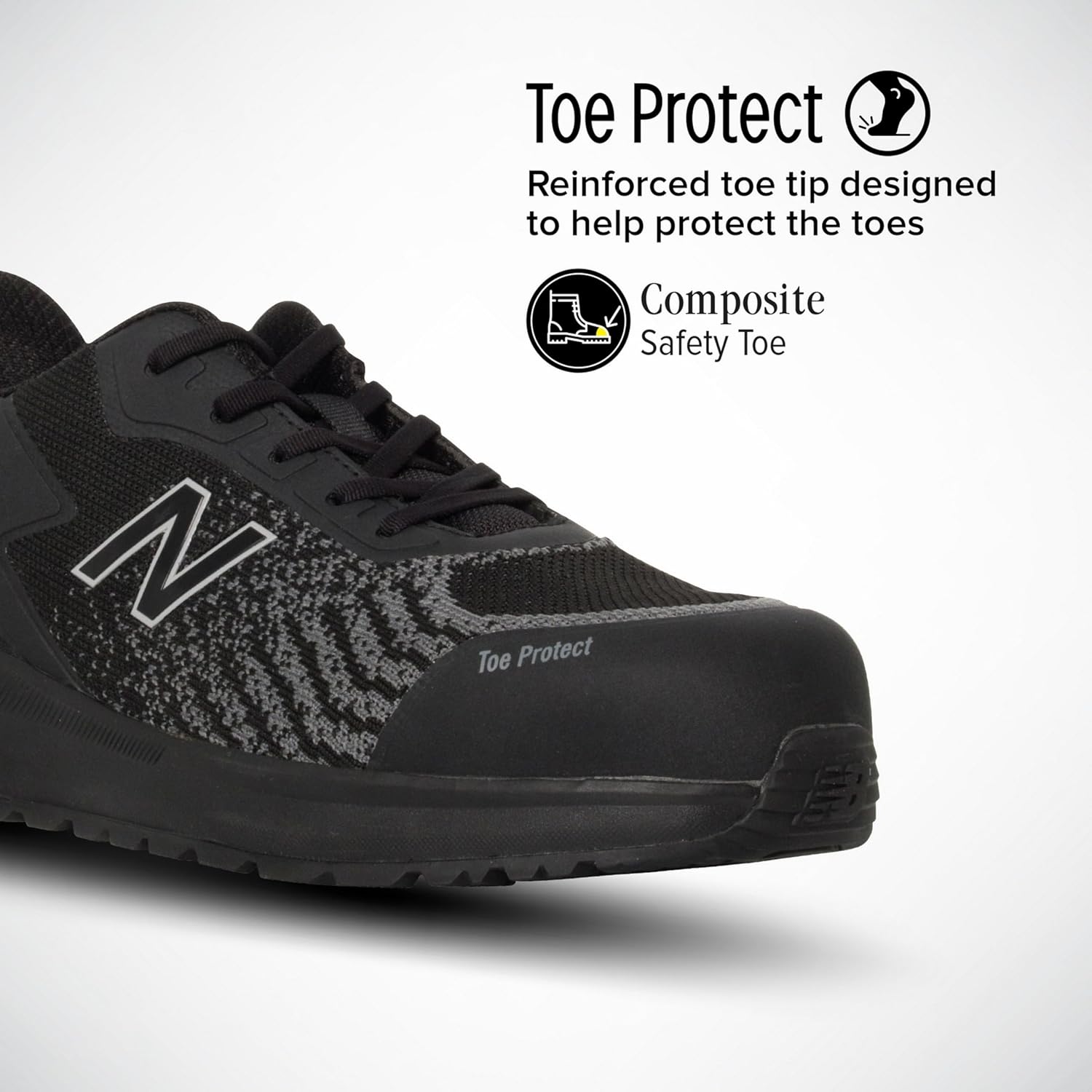 Мужские защитные кроссовки New Balance Speedware с композитным носком - противоскользящие, устойчивые к проколам, с защитой от поражения электрическим током, черный — фото 3