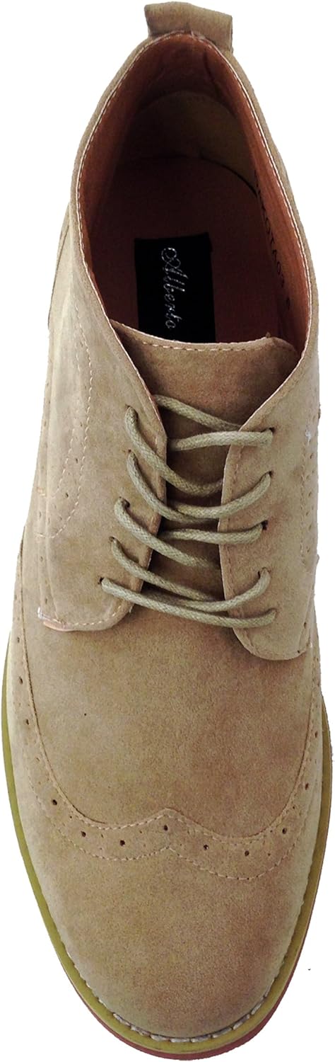 Мужские ботинки DT3A на щиколотку Oxfords с крыльями, классические броги, шнуровка, замша, подкладка из кожи, повседневные челси Alberto Fellini, Sand — фото 3