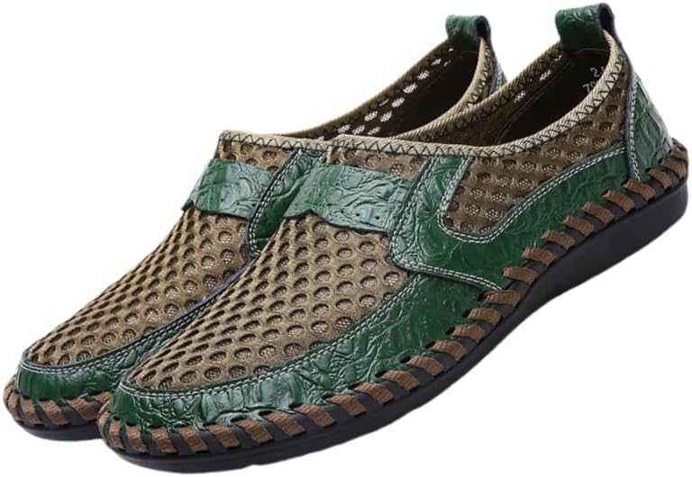 

Мужские дышащие лоферы HoaloX из сетчатого материала, увеличенного размера, прочные и противоскользящие, для походов на открытом воздухе, деловой повседневный и модный стиль весна/лето, зеленый