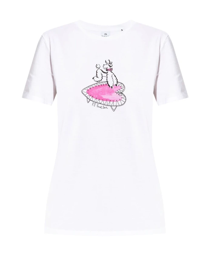 

Хлопковая футболка с принтом пуделя, белая. Ps By Paul Smith, белый