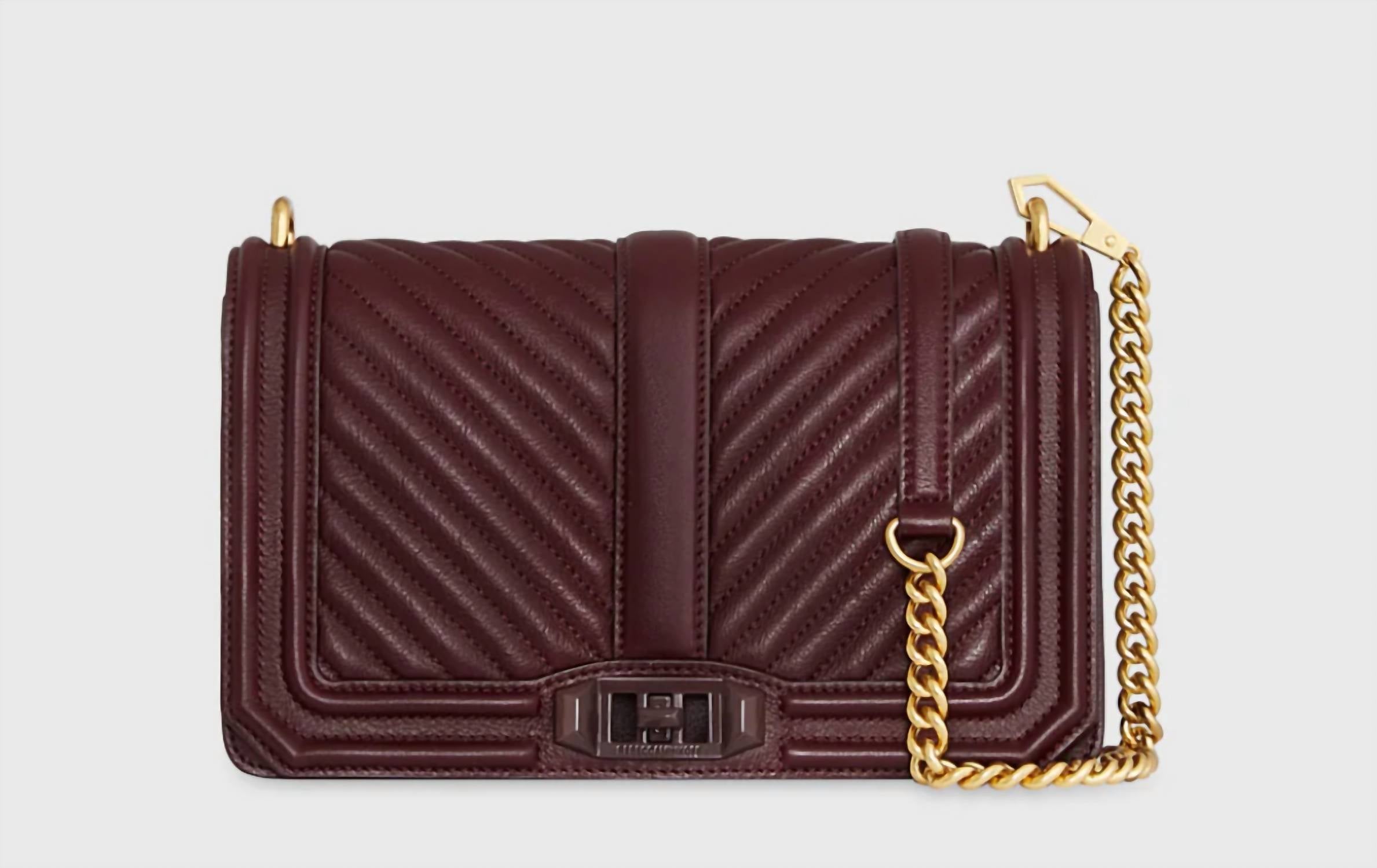 

Шевронная стеганая сумка Love сумка через плечо в порту Rebecca Minkoff, цвет port