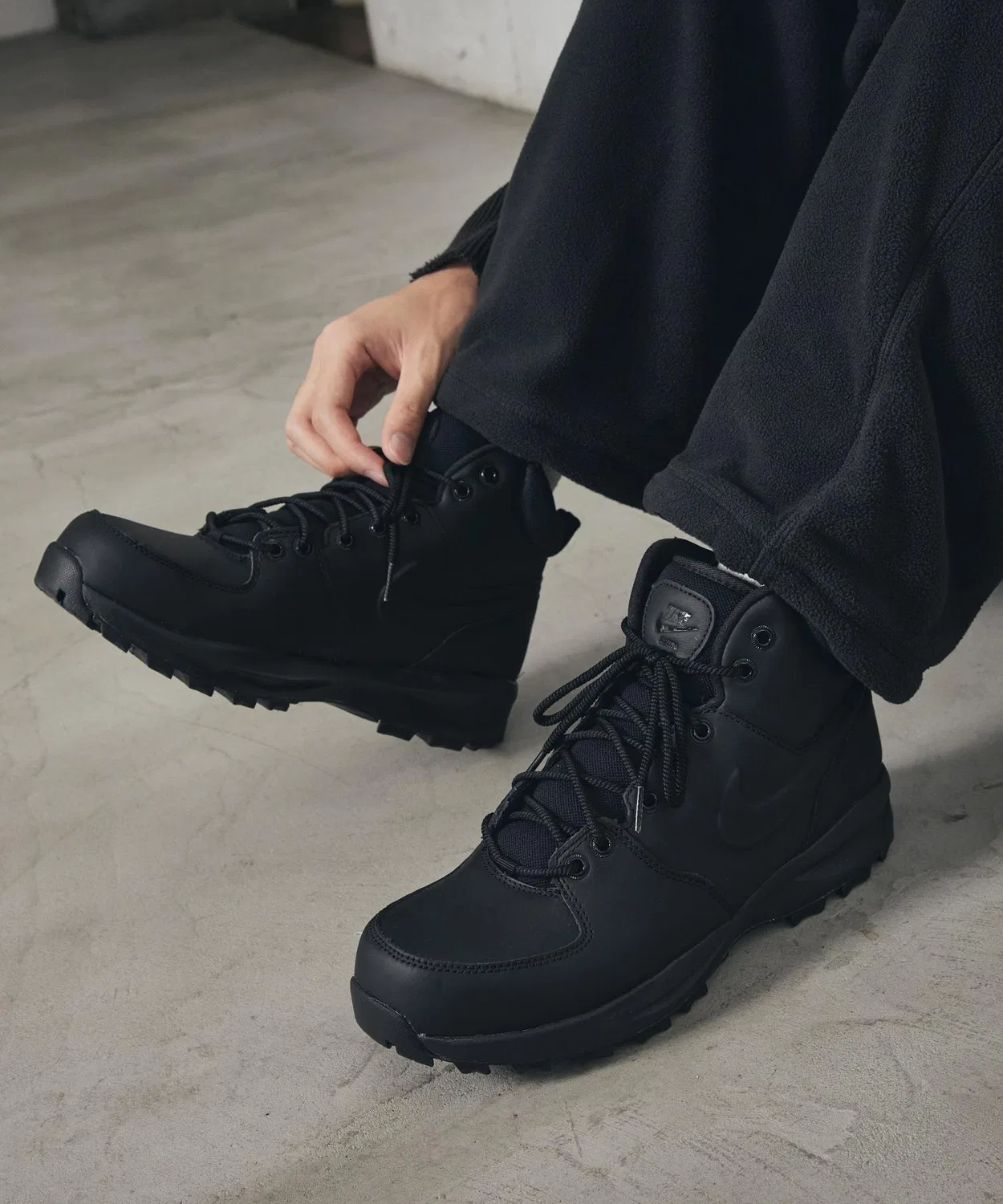 Ботинки мужские Nike Manoa Leather с кожаным верхом, на шнуровке, черные