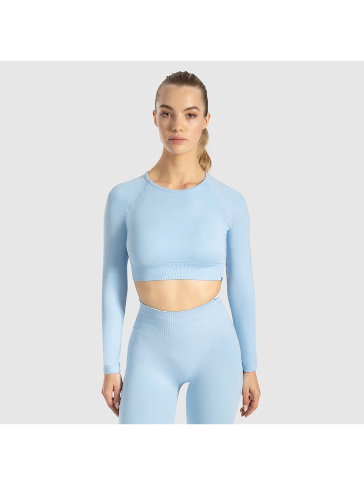 

SMILODOX Укороченная футболка с длинными рукавами Maysa светло-голубого цвета, Синий, SMILODOX Укороченная футболка с длинными рукавами Maysa светло-голубого цвета