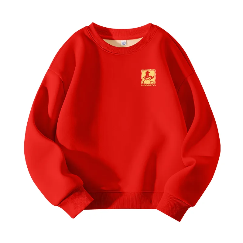 Детский свитшот с круглым вырезом утепленный WARRIOR, Red & Gold Seal K