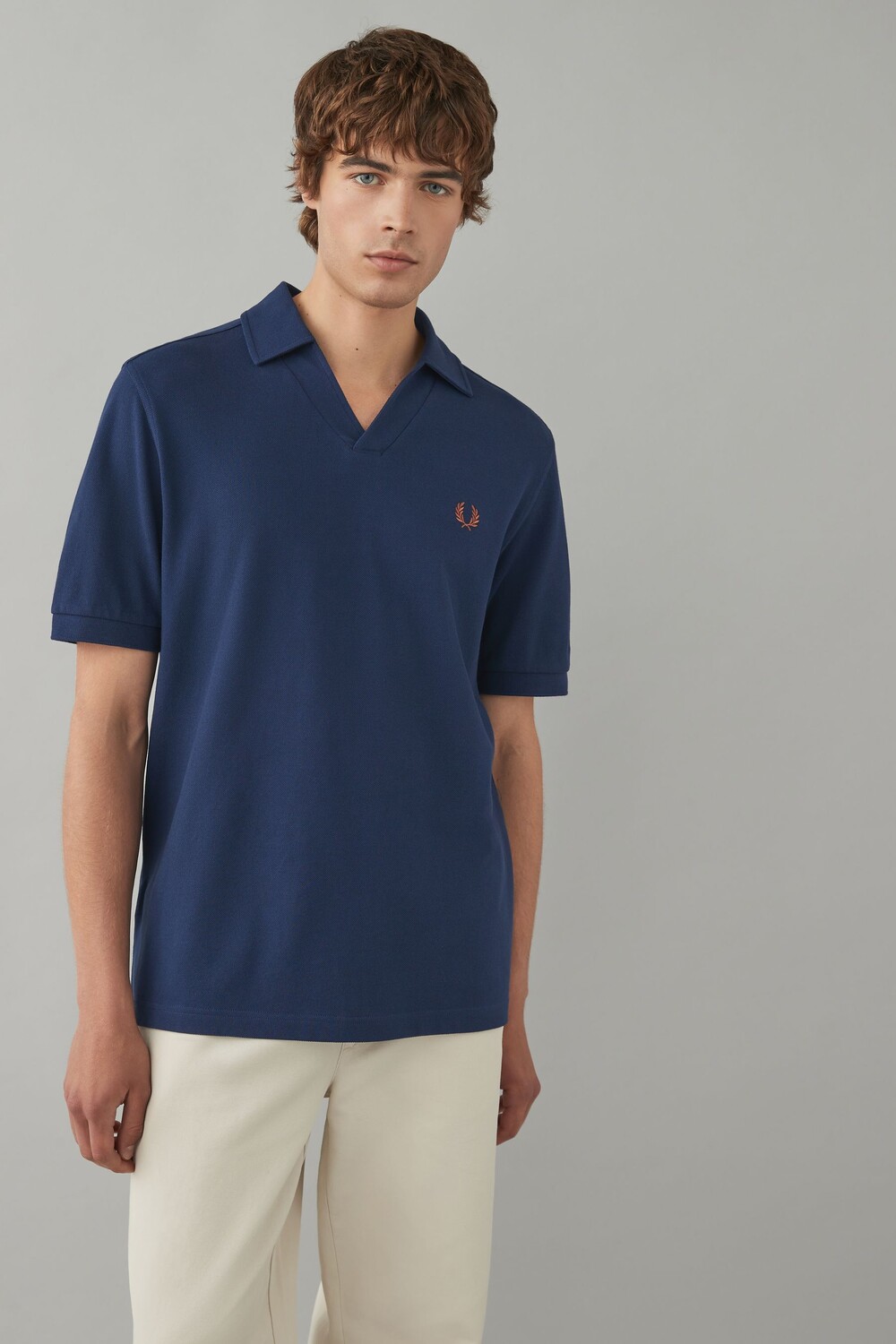 

Рубашка поло свободного кроя с воротником стойкой Fred Perry, синий