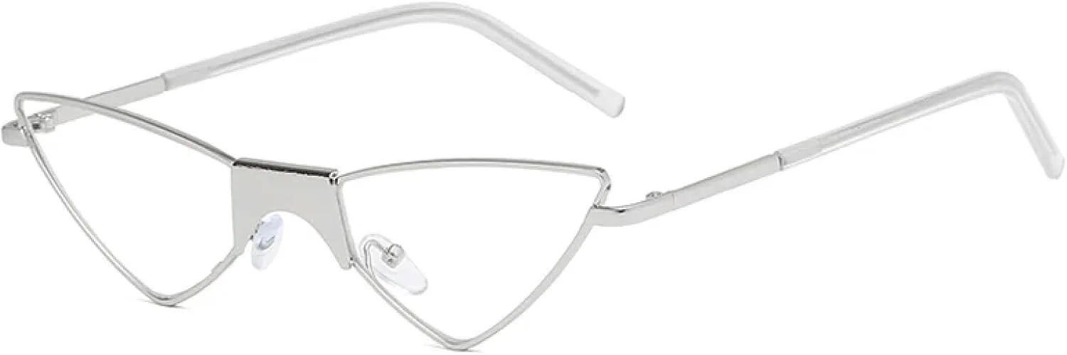 

Модные женские солнцезащитные очки «кошачий глаз», маленькие очки из сплава для женщин и мужчин, с защитой от УФ-излучения UV400 MWTSYSQ, C8 Silver-clear