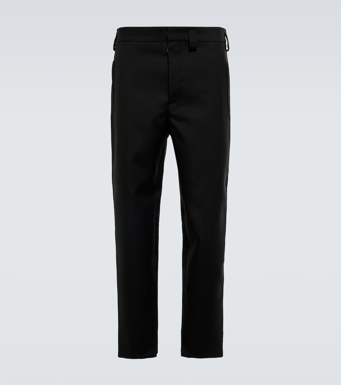 

Узкие шерстяные брюки с кожаной отделкой Jil Sander, черный