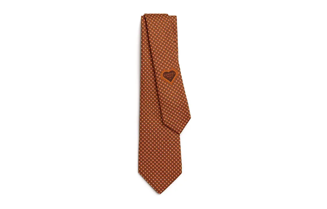 

HERMES Мужской галстук "H Love You" коричневый, Brown