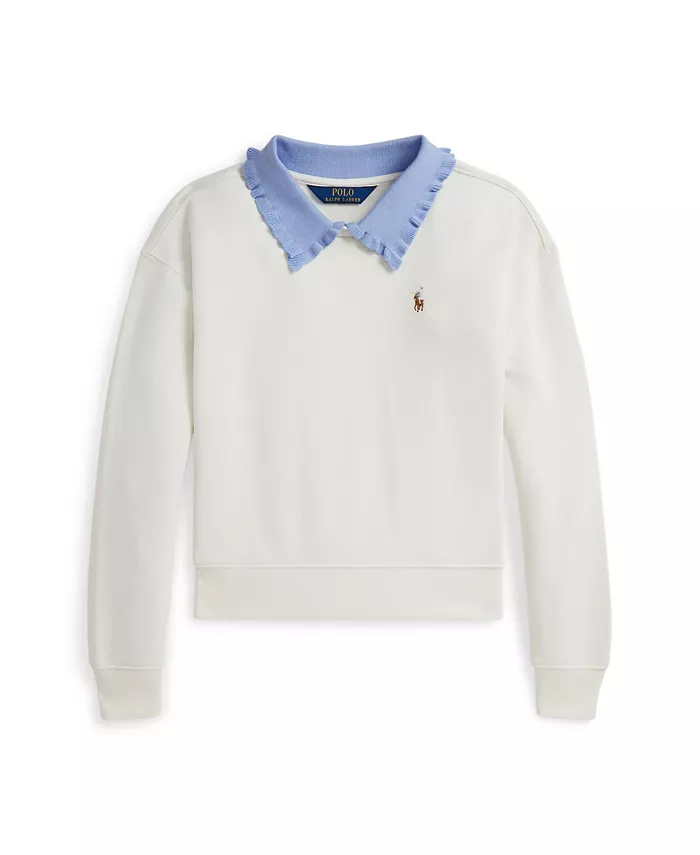 

Толстовка с воротником для девочек постарше Big Girls Polo Ralph Lauren, слоновая кость/кремовый