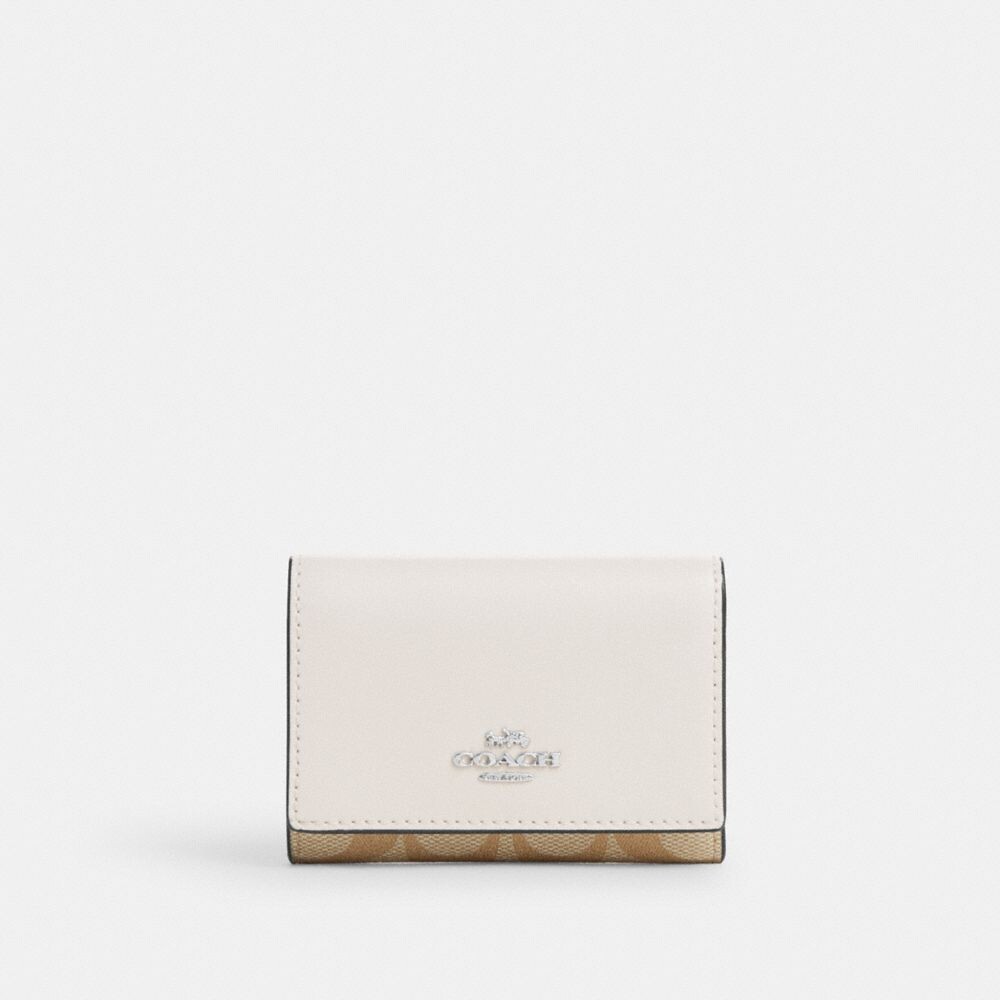 

Маленький кошелек COACH Micro, цвет Silver/Light Khaki/Chalk