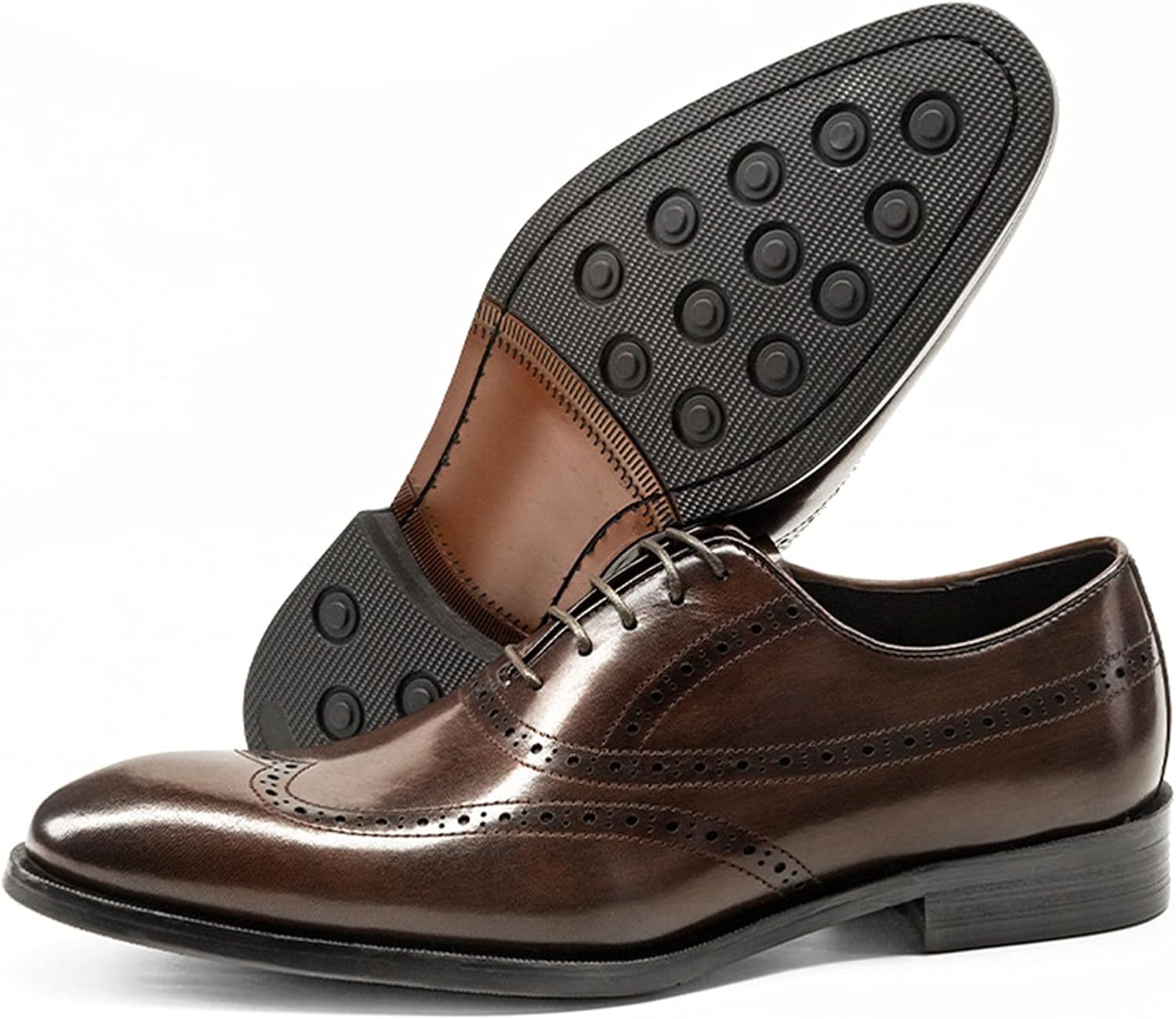 

Мужские черные кожаные туфли Oxfords WKNBEU, классические деловые туфли с крыльями, формальные кожаные туфли на шнуровке для свадьбы, выпускного и вечеринки, красные - US8.5-9/UK7.5-8/EU41
