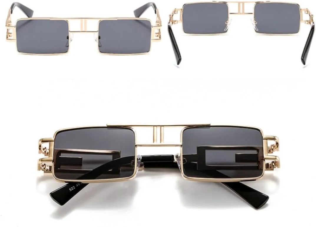 

Солнцезащитные очки в стиле ретро-панк, прямоугольной формы, женские, модные, с ажурной металлической оправой, защита от УФ-излучения UV400 HHZZYVY, Tyj178-8