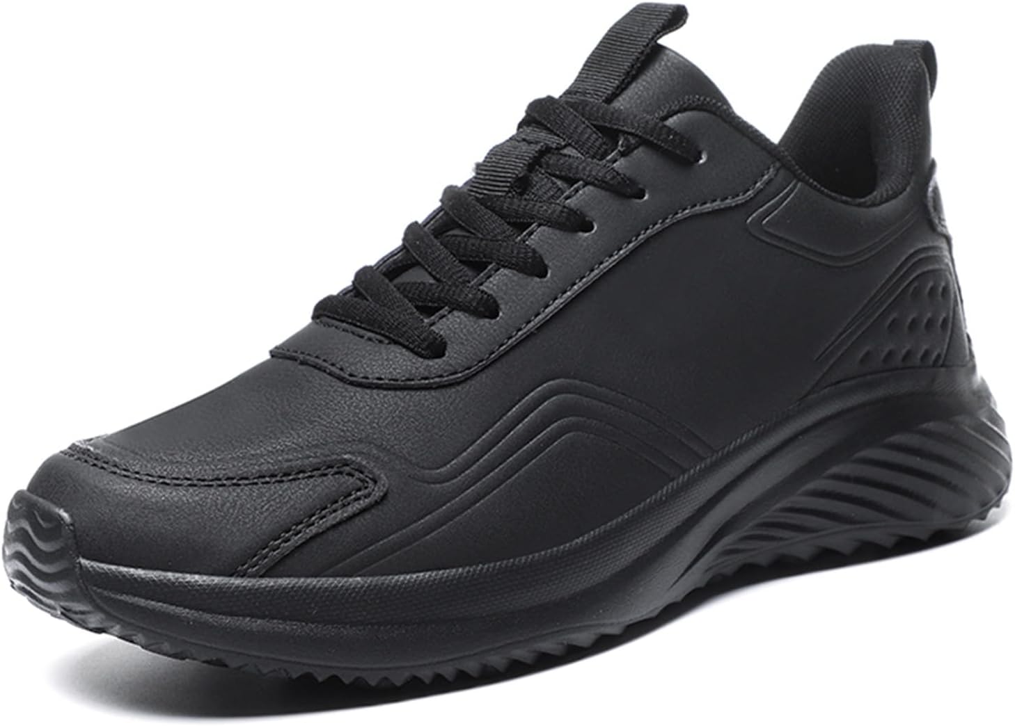 

Мужские спортивные кроссовки с кожаными вставками и амортизацией, легкие повседневные беговые кроссовки на осень и зиму, и стильные мужские обувь Generic, черный