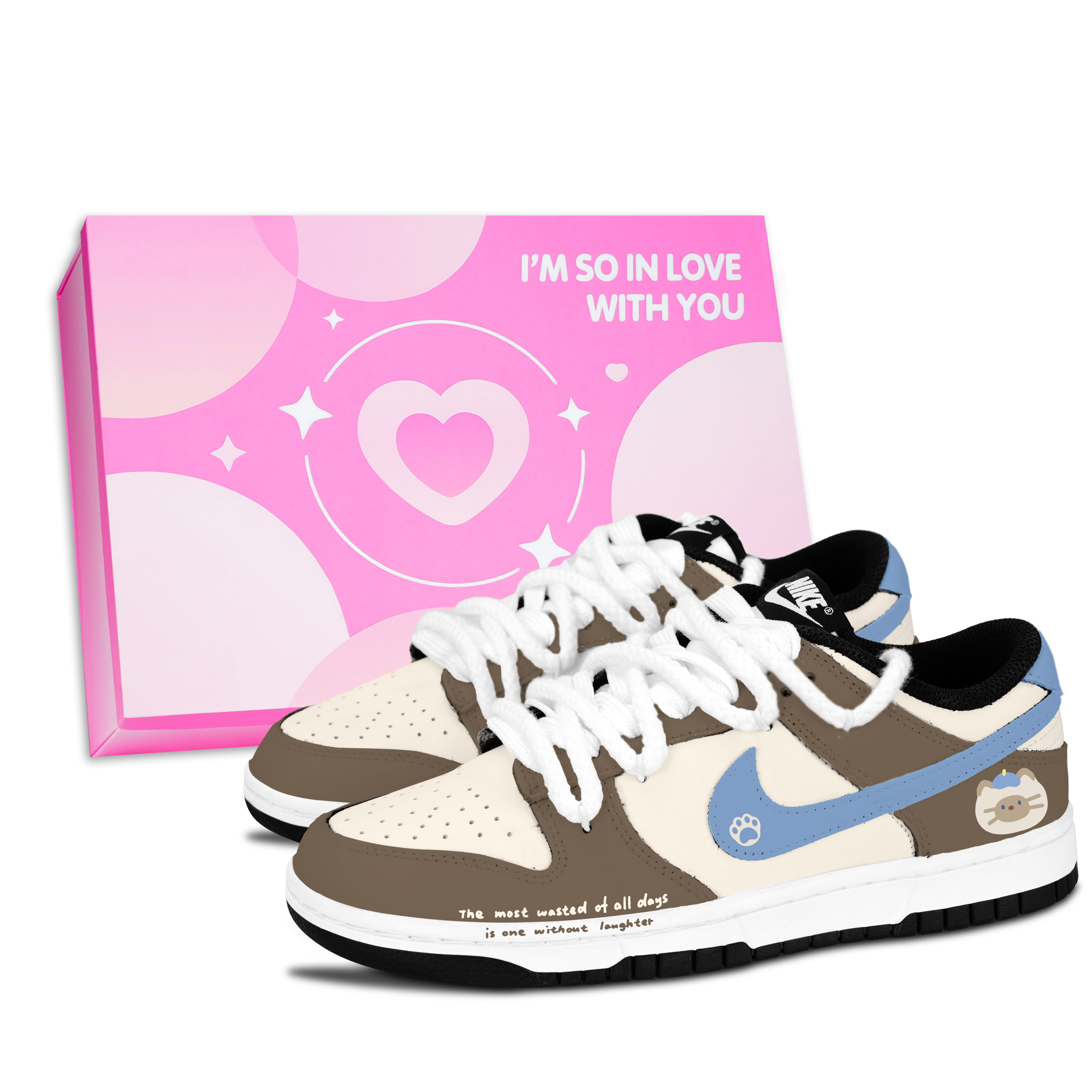 

Nike Данк Блэк Уайт, Мяу Фан Браун Блю устойчивые к истиранию нескользящие низкие скейтбордские кроссовки унисекс - коричневый, цвет Brown