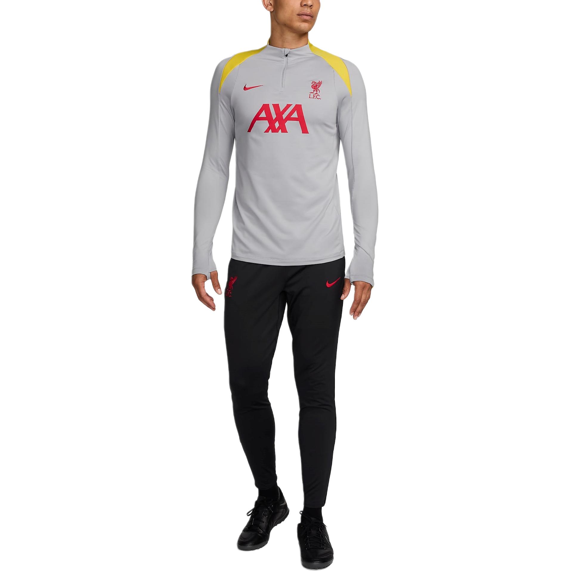 Футболка Liverpool FC Strike Third мужская Dri-FIT для тренировок Nike, светло-дымчато-серый/хромово-желтый/глобально-красный — фото 4