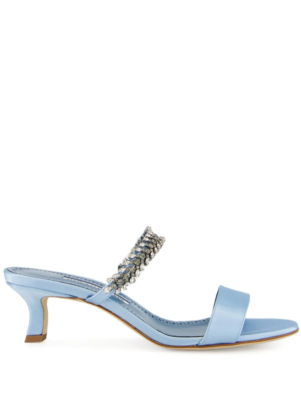 Атласные босоножки Kifasan 50 с кристаллами Manolo Blahnik, синий