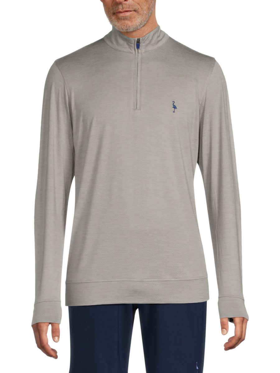 

Пуловер с воротником-стойкой и застежкой-молнией на четверть длины TailorByrd, светло-серый