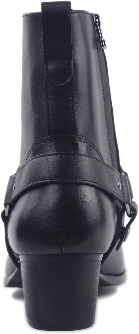 Мужские дизайнерские кожаные ботинки OSSTONE Chelsea, повседневные ботинки с каблуком на молнии OS-JY002-US, черный — фото 4