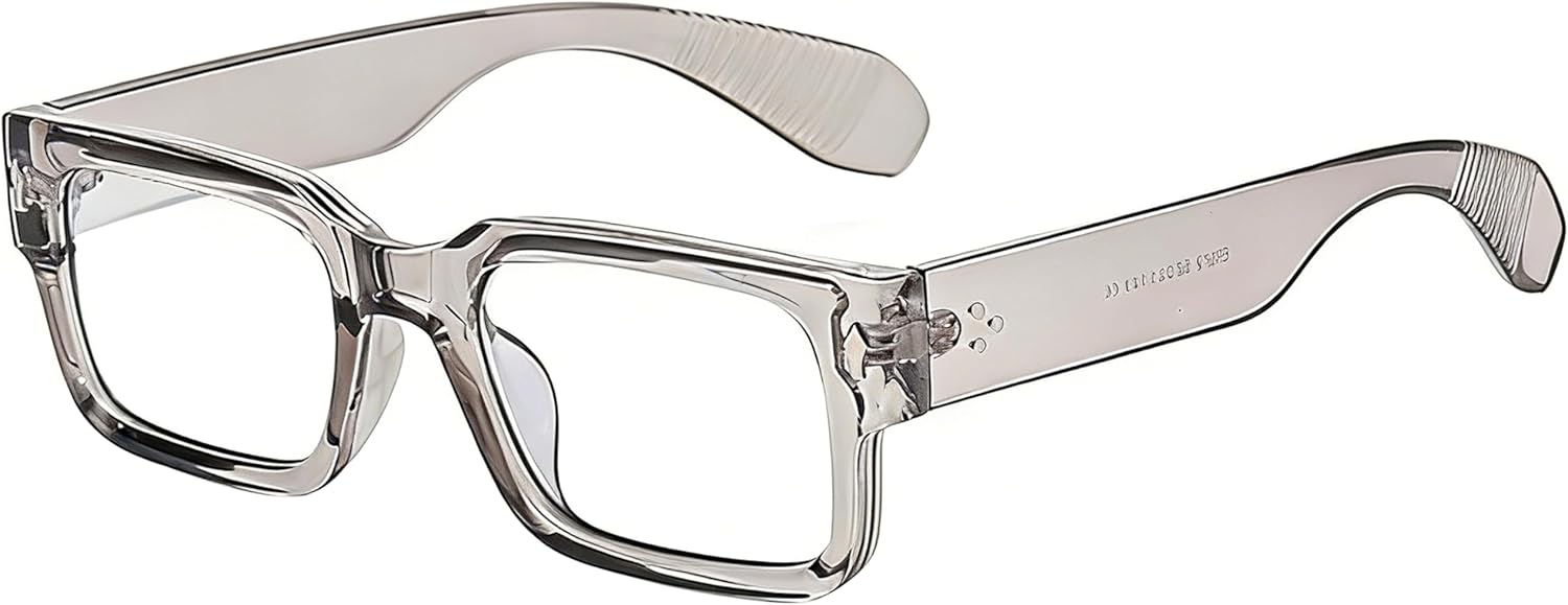 

Солнцезащитные очки Kursan Square Thick Frame Black для мужчин и женщин, модные прямоугольные солнцезащитные очки с защитой от УФ-излучения UV400, 3 Transparent Grey(blue Light Blocking Glasses)