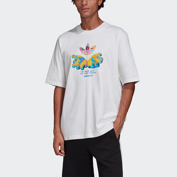 Футболка originals graphic tee printing short sleeve white Adidas, белый — фото 3