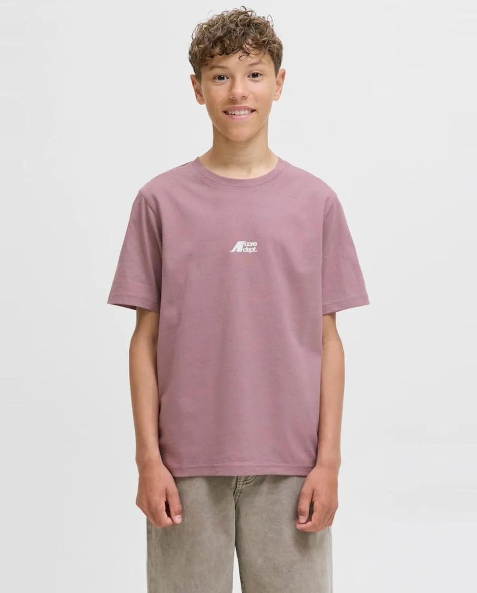 

Детская футболка с коротким рукавом и принтом на спине Jack & Jones, розовый