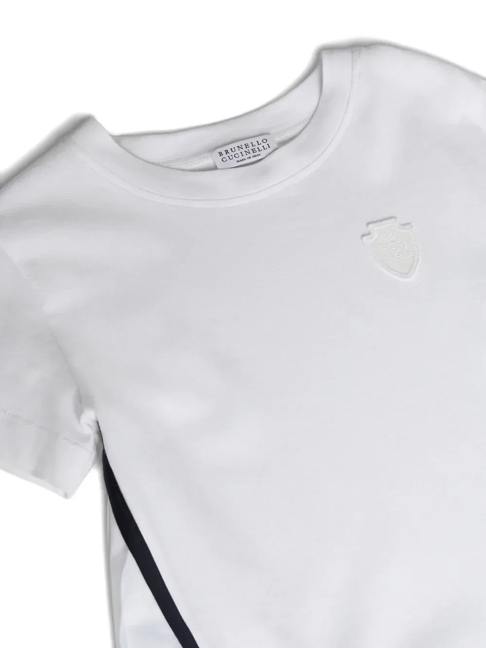 Футболка с оборками и нашивкой-логотипом Brunello Cucinelli Kids, белый — фото 3