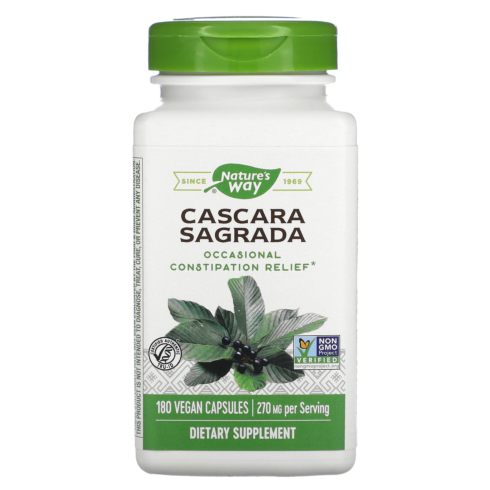 

Nature's Way Cascara Sagrada Bark 425 mg 180 Vegetarian Capsules