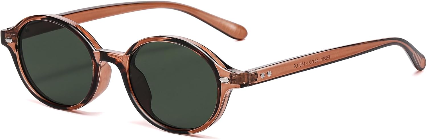 

Ретро овальные солнцезащитные очки для женщин и мужчин, модные круглые солнцезащитные очки для маленького лица в винтажном стиле 90-х с защитой UV400 YouthMall, Clear Brown/G15