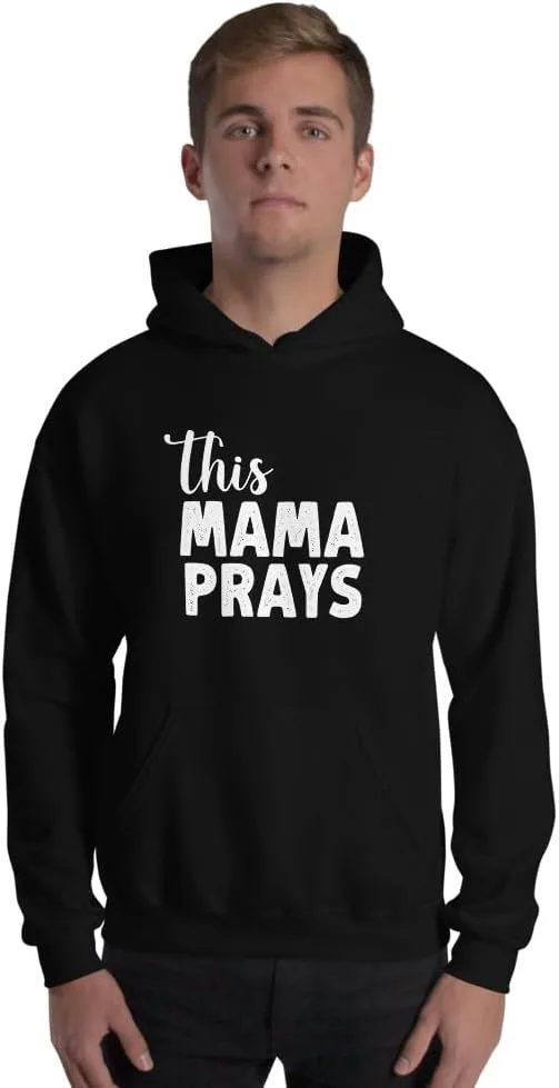 Худи Unisex с принтом This Mama Prays Christian Mommy Motivation Generic, черный
