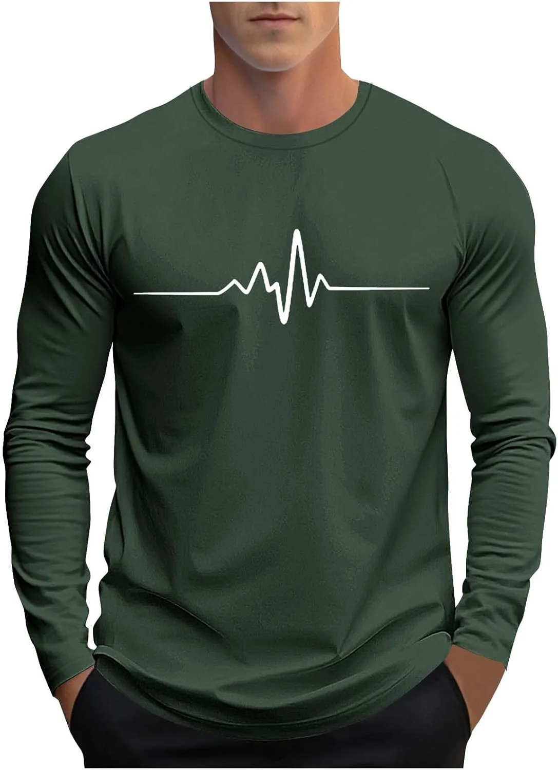 

Мужская футболка с принтом, Long Sleeve, Loose Fit