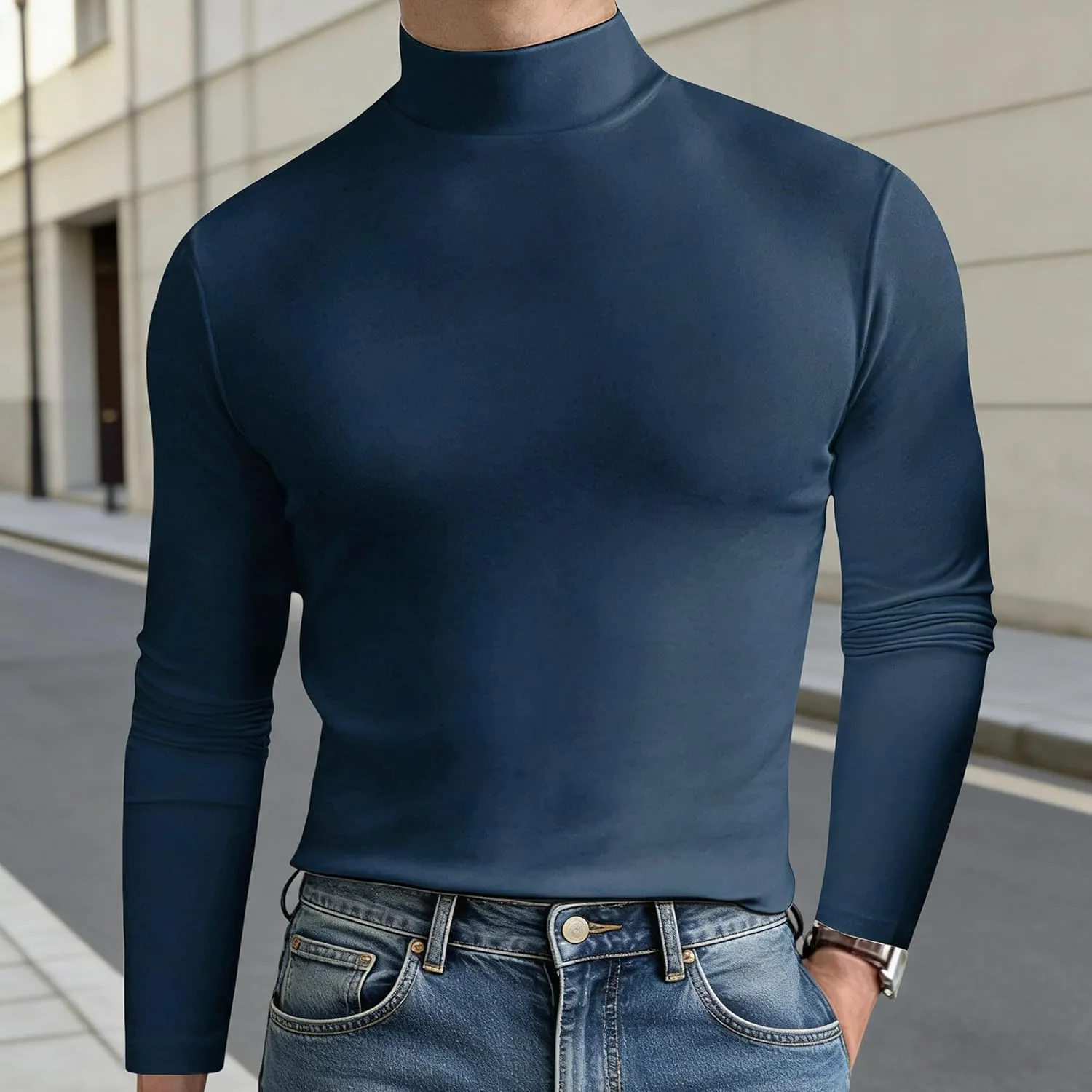 Мужская водолазка Slim Fit с длинным рукавом — фото 2