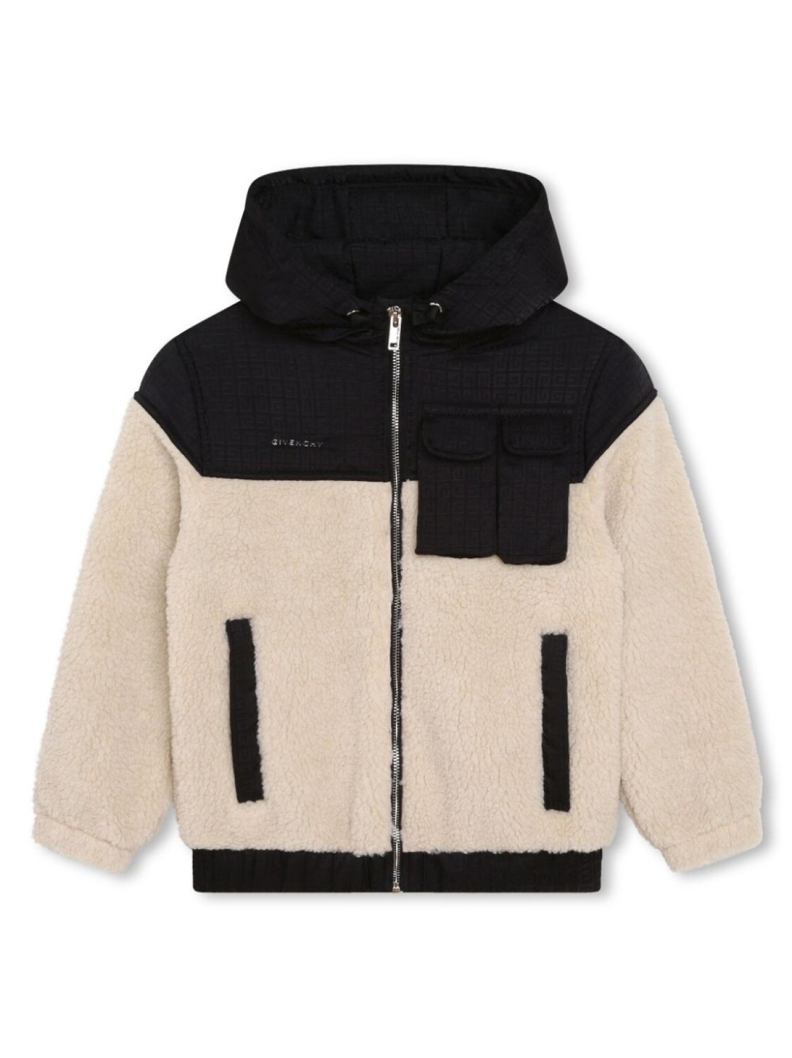 

Givenchy Kids куртка с капюшоном и логотипом, нейтральный цвет