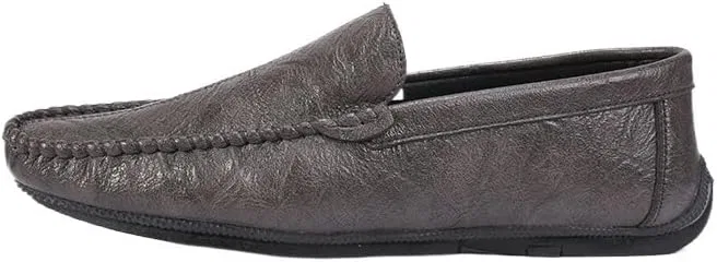Лоферы кожаные PU, бренд, модель Fashion Men Business Dress Loafers, серый UOPYNE