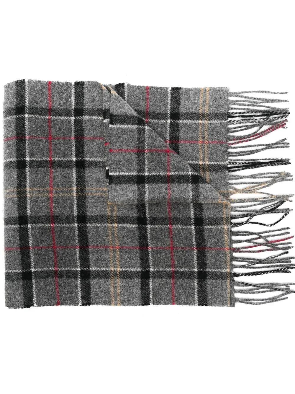 

Шарф в клетку тартан с бахромой Barbour, серый