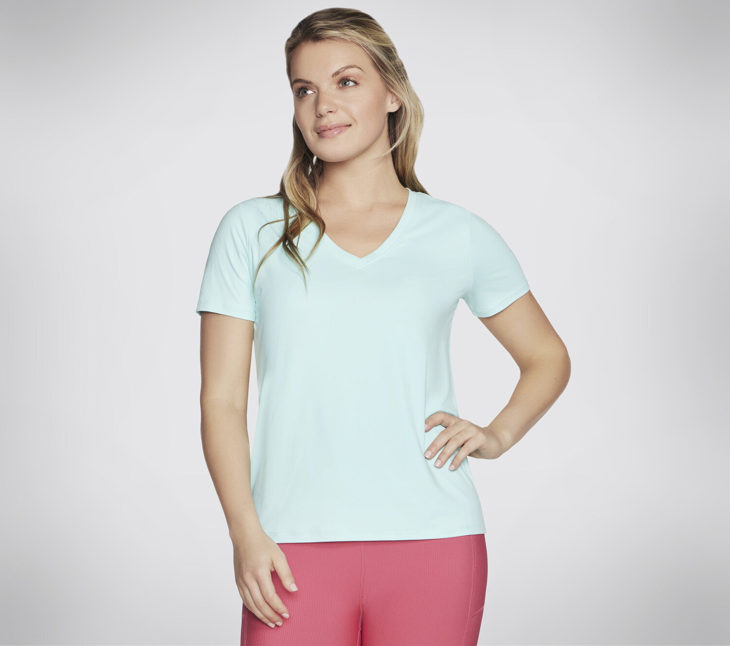 

Поло Skechers T Shirt GODRI SERENE VNECK TOP, светло-синий