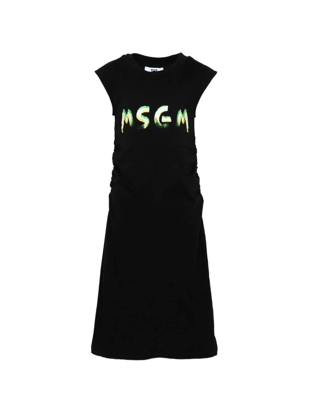 Платье с логотипом и драпировкой MSGM Kids, черный
