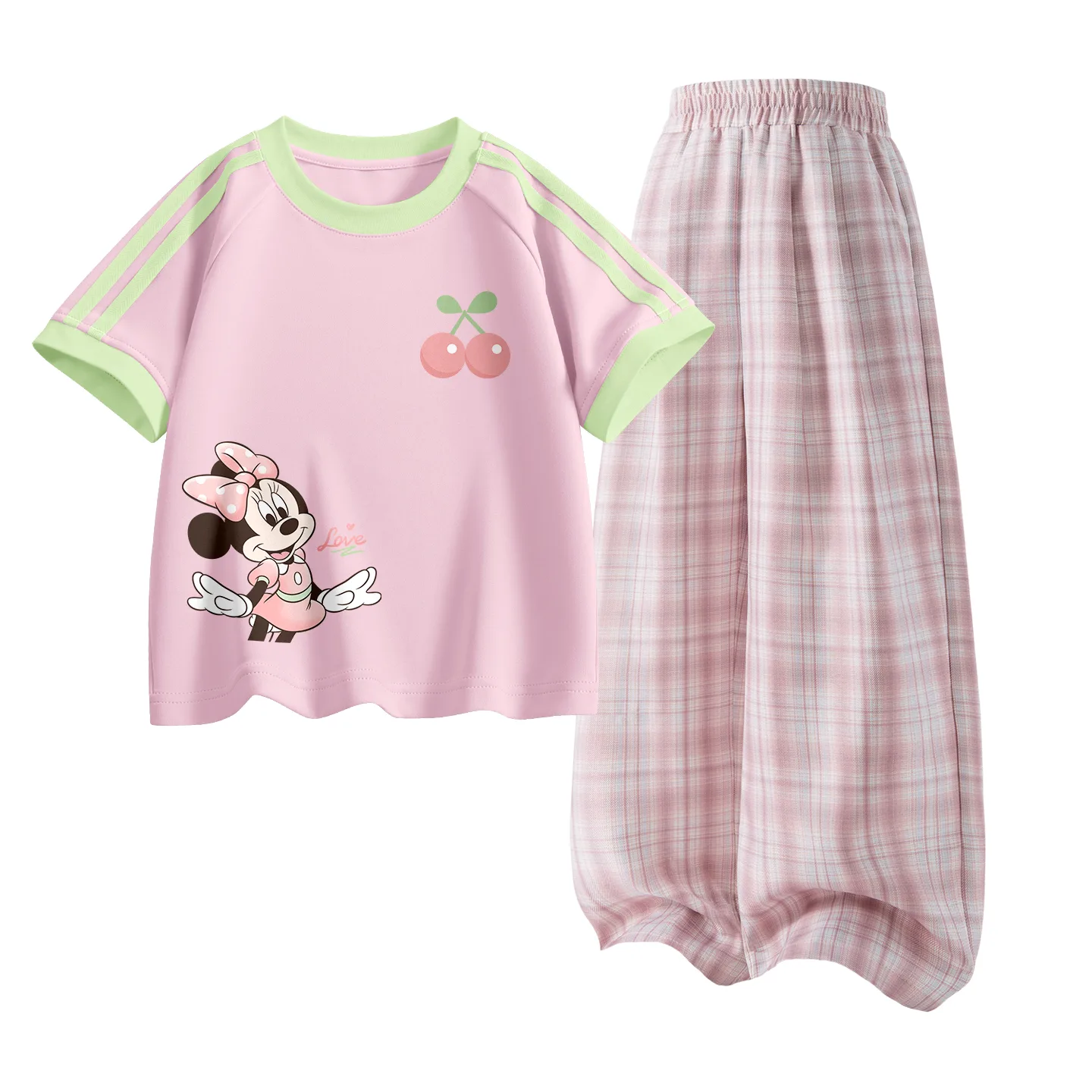 Детская спортивная футболка с круглым вырезом Disney, Di Candy Flower Mousse Pink+Solid Color Quartz Pink — фото 3