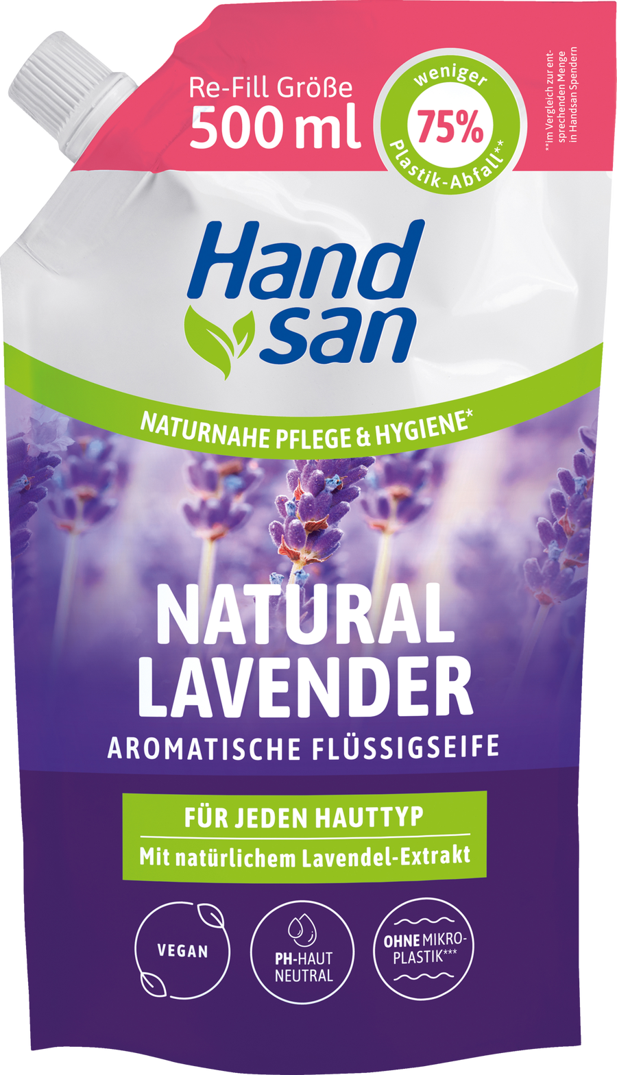 

Жидкое мыло Handsan aromatische Flüssigseife Natural Lavender Nachfüllbeutel