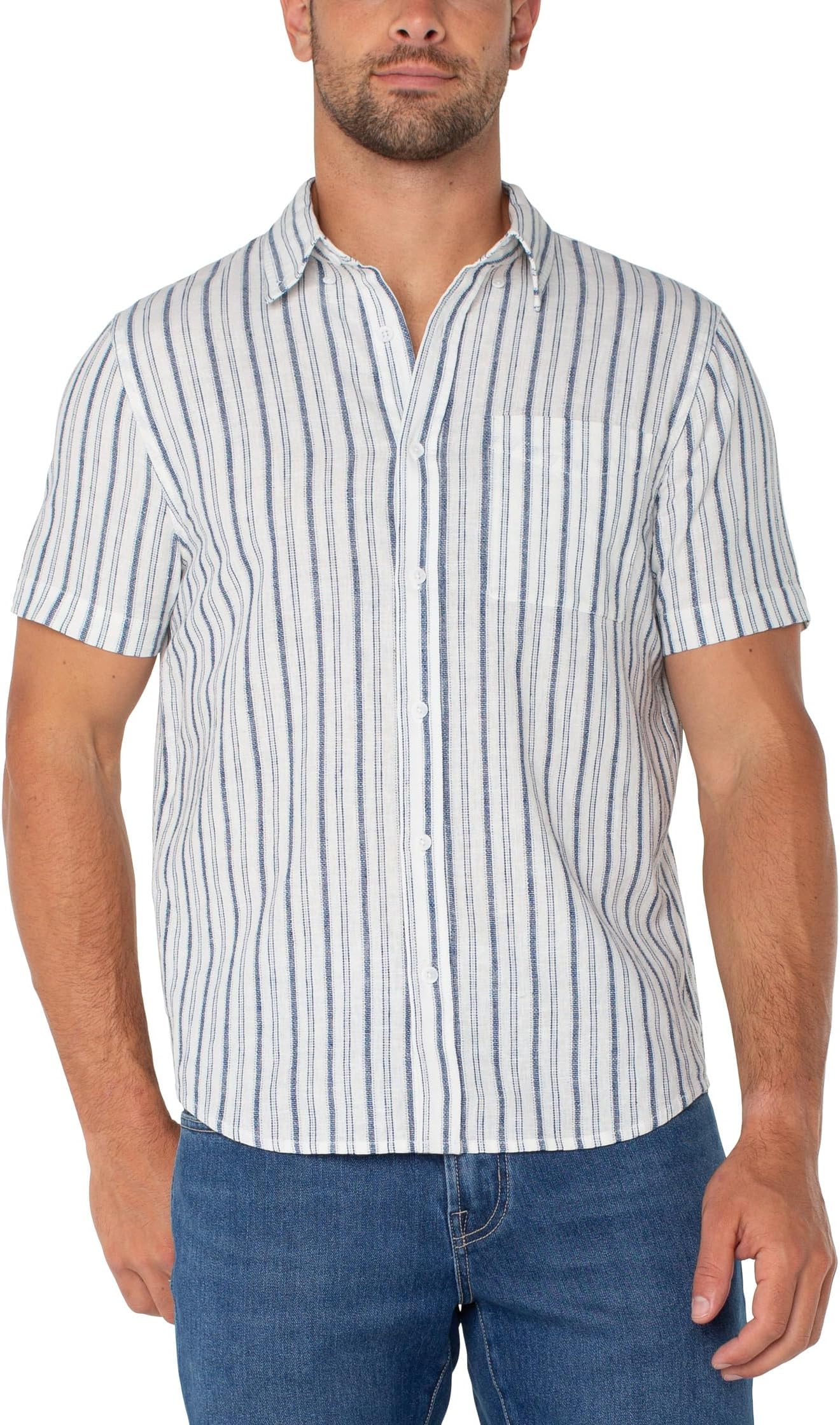 

Рубашка Liverpool Los Angeles Short Sleeve Button Up Shirt, цвет White/Navy