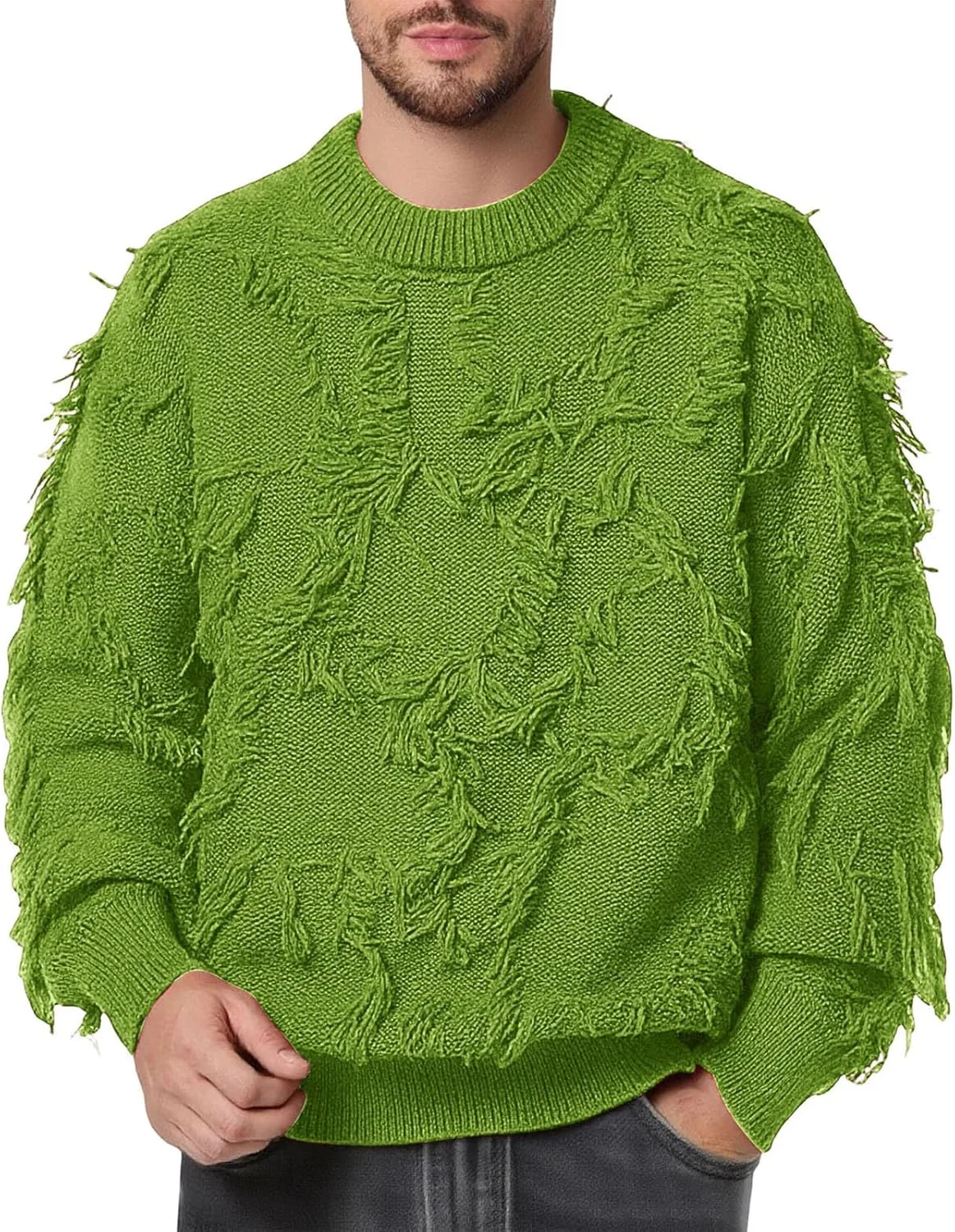 

Мужской свитер с бахромой в винтажном стиле, оверсайз